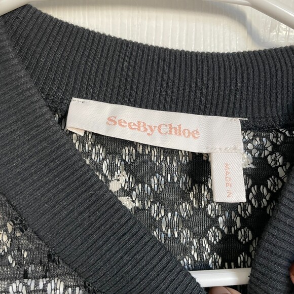 See By Chloé Floral Print Lace Dress Black White Spring Designer Frock Wedding - Picture 10 of 11